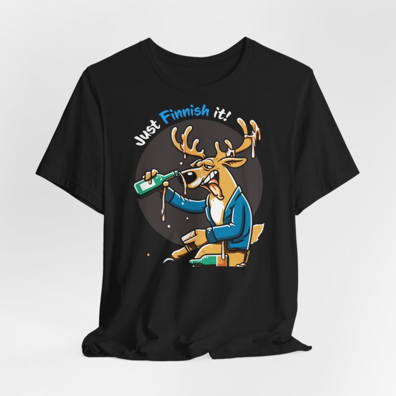 Drunk Reindeer, Just Finnish It T-shirt - Image 8